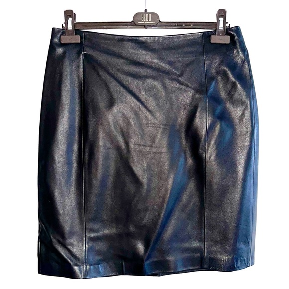 BCBG Max Azria Black Leather Skirt - Picture 1 of 3